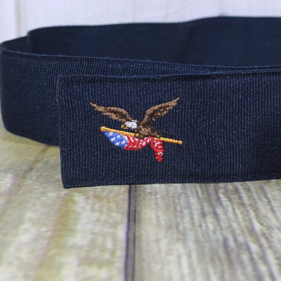NWT American Living Blue Nylon Fabric Belt with Embroidered Eagle Flag Size L/XL - Picture 3 of 9